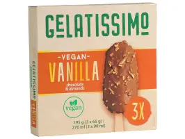 Gelatissimo sladoled vanilla chocolate & almonds 3 x 90 ml